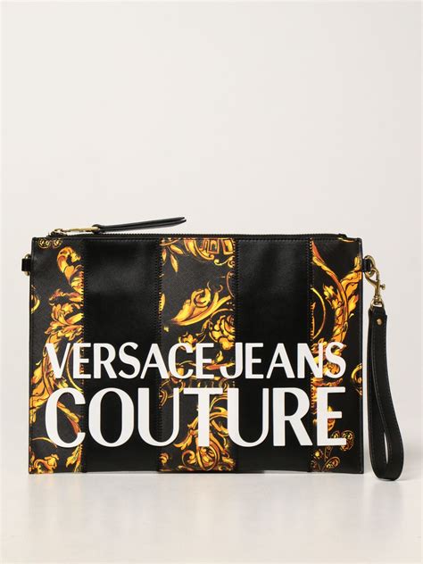 pochette nero pelle versace|Pochette Versace jeans couture in Pelle Nero .